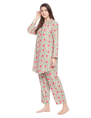 Clare Woven Lounge Pajama Set Night Shirt Pajamas 55.00 Indigo Paisley