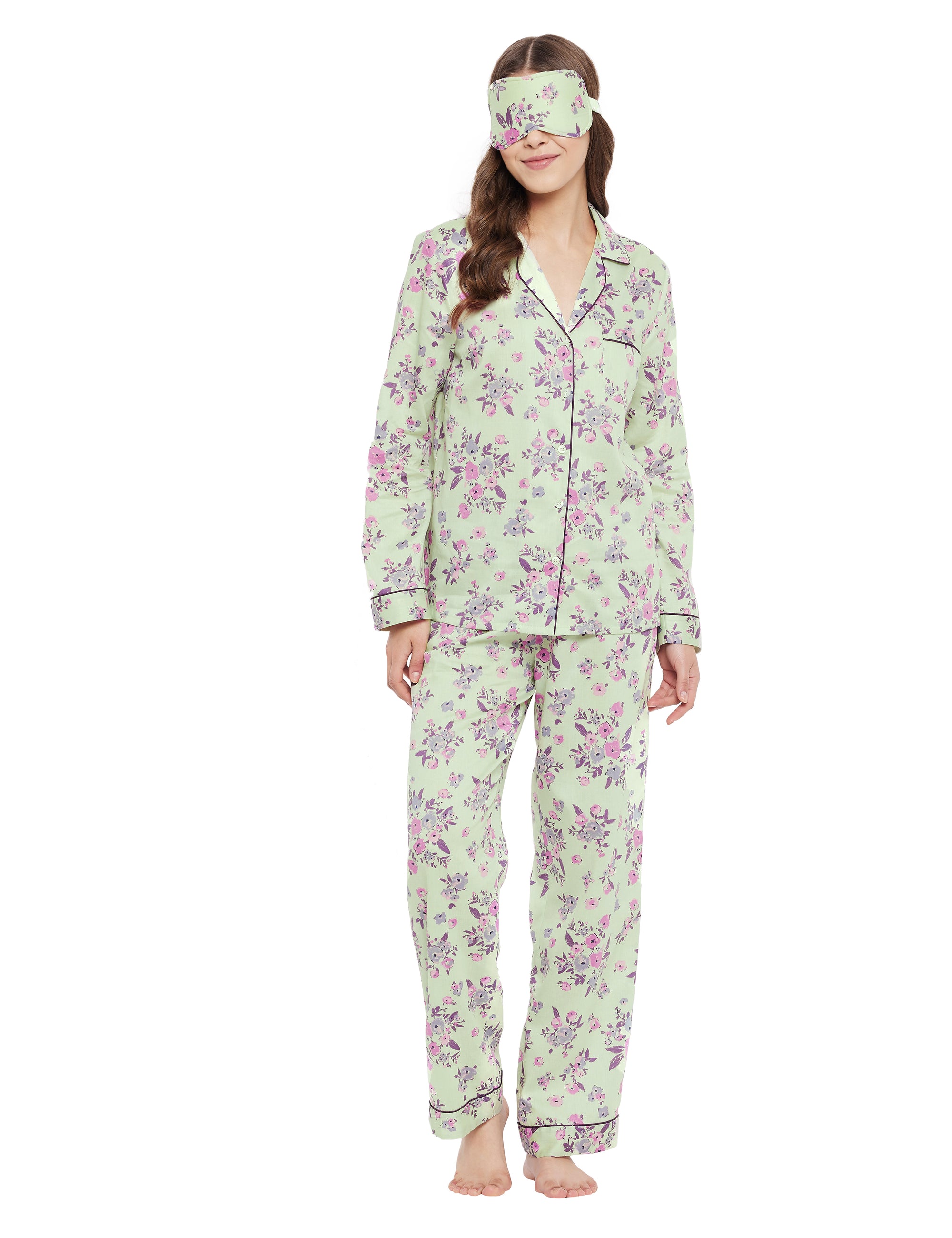 Lyla Cotton Satin Woven Printed Pajama Set Pajamas 49.00 Indigo Paisley