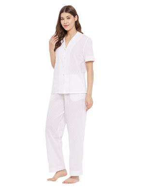 Martha Cotton Lace Half Sleeve Pyjamas Set Pajamas 35.00 Indigo Paisley