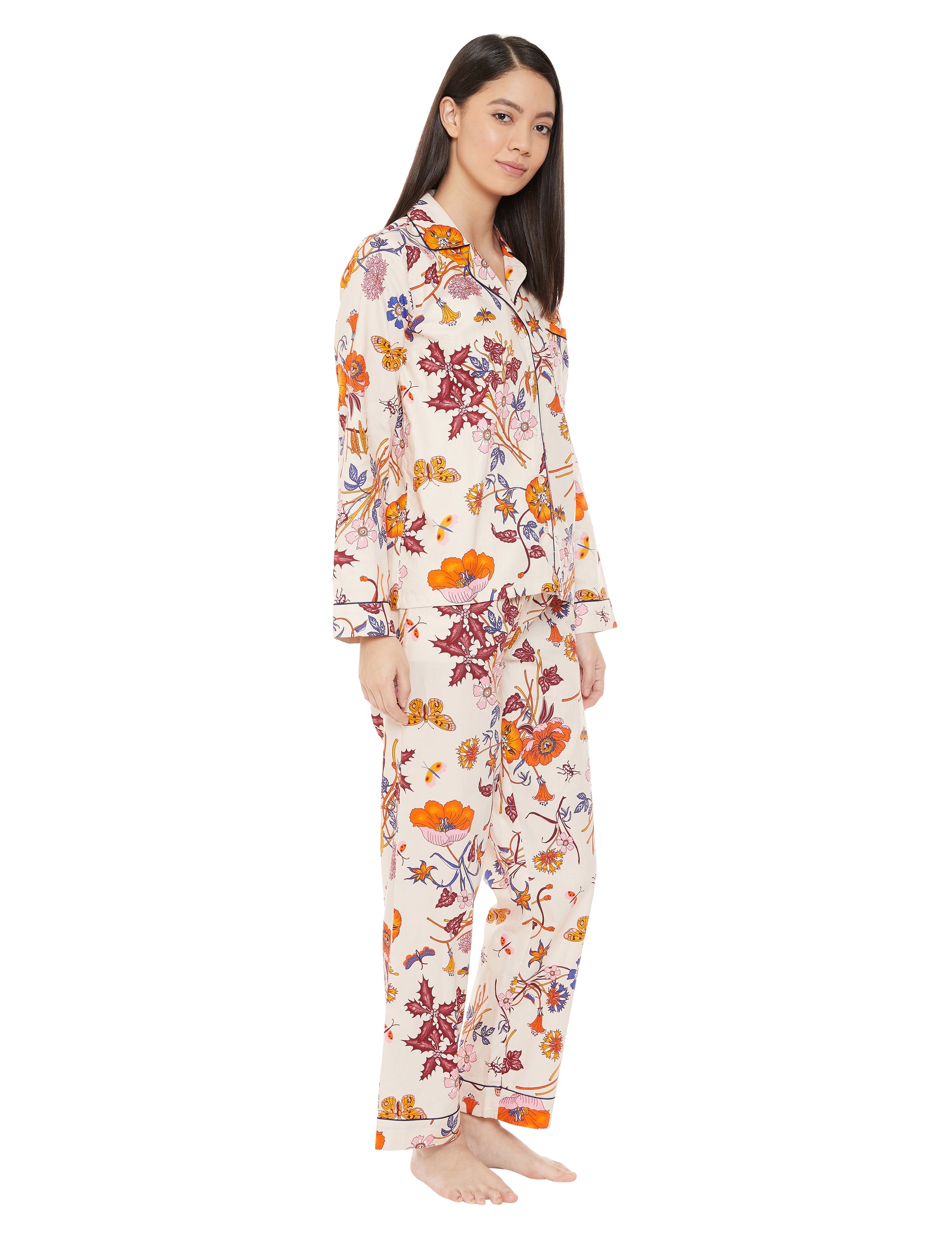 Jennie Cotton Woven Printed Pajama Set Pajamas 45.00 Indigo Paisley