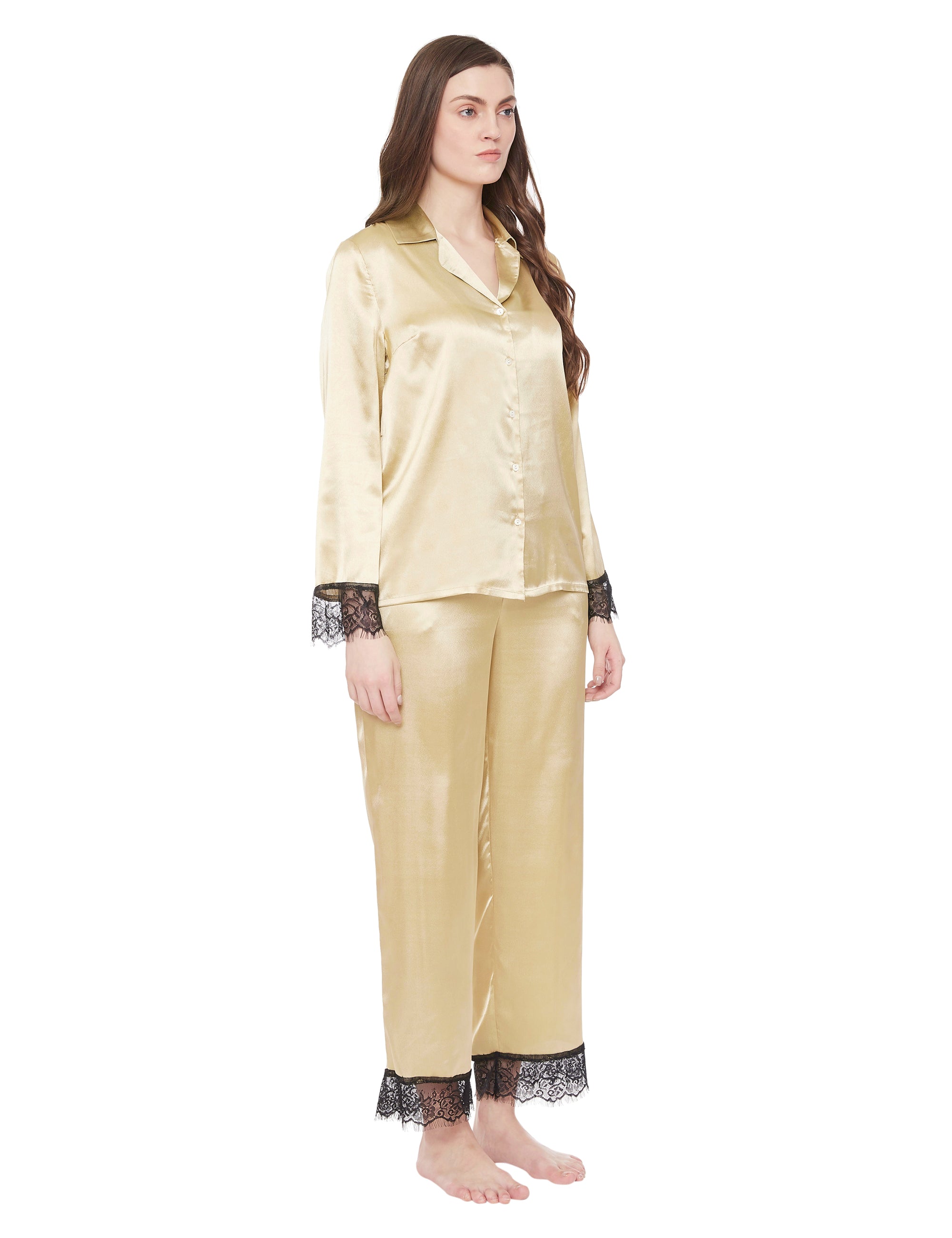 Lucy Satin Eyelash Lace Pajama Set Pajama set 24.99 Indigo Paisley