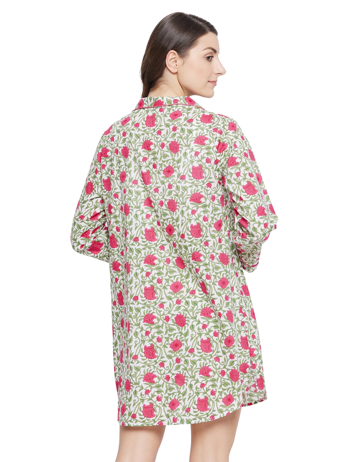 Aria Cotton Full Sleeve Night Shirt  28.99 Indigo Paisley