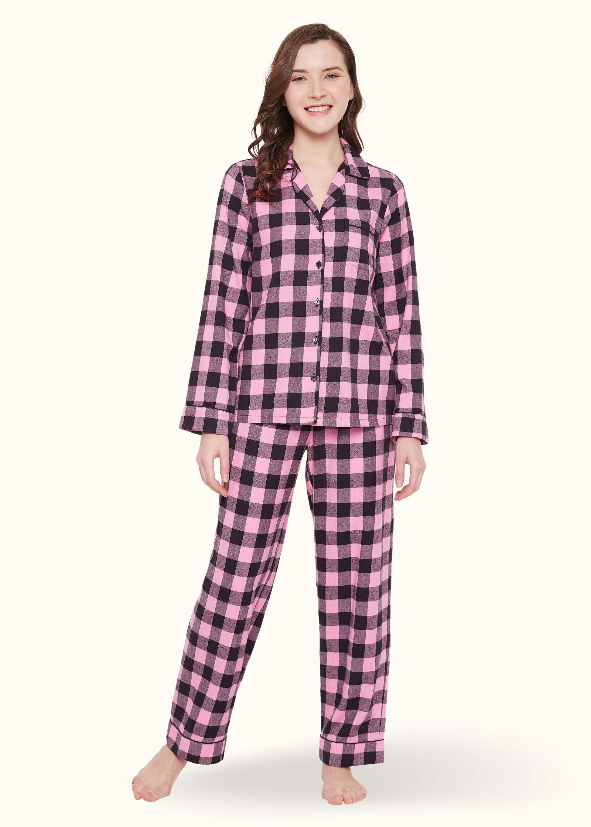 Angela Cotton Brushed Flannel Pajama Set – Indigo Paisley