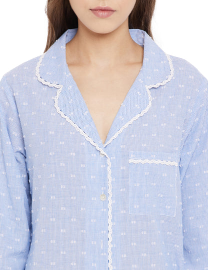 Ivy Cotton Lace Night Shirt  26.99 Indigo Paisley