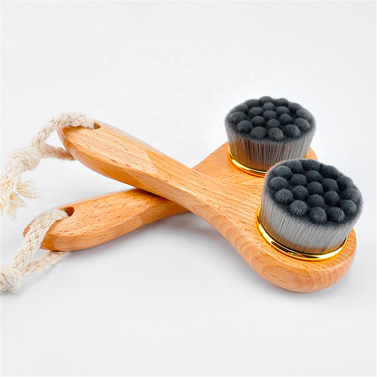 Cepillo de limpieza facial con mango de bambú ultrasuave