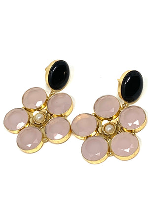 Chadorny and Onyx Stone Studded Dangling Earring on Gold Plated Brass Bezel Costume Jewelry in Gift Box  6.99 Indigo Paisley