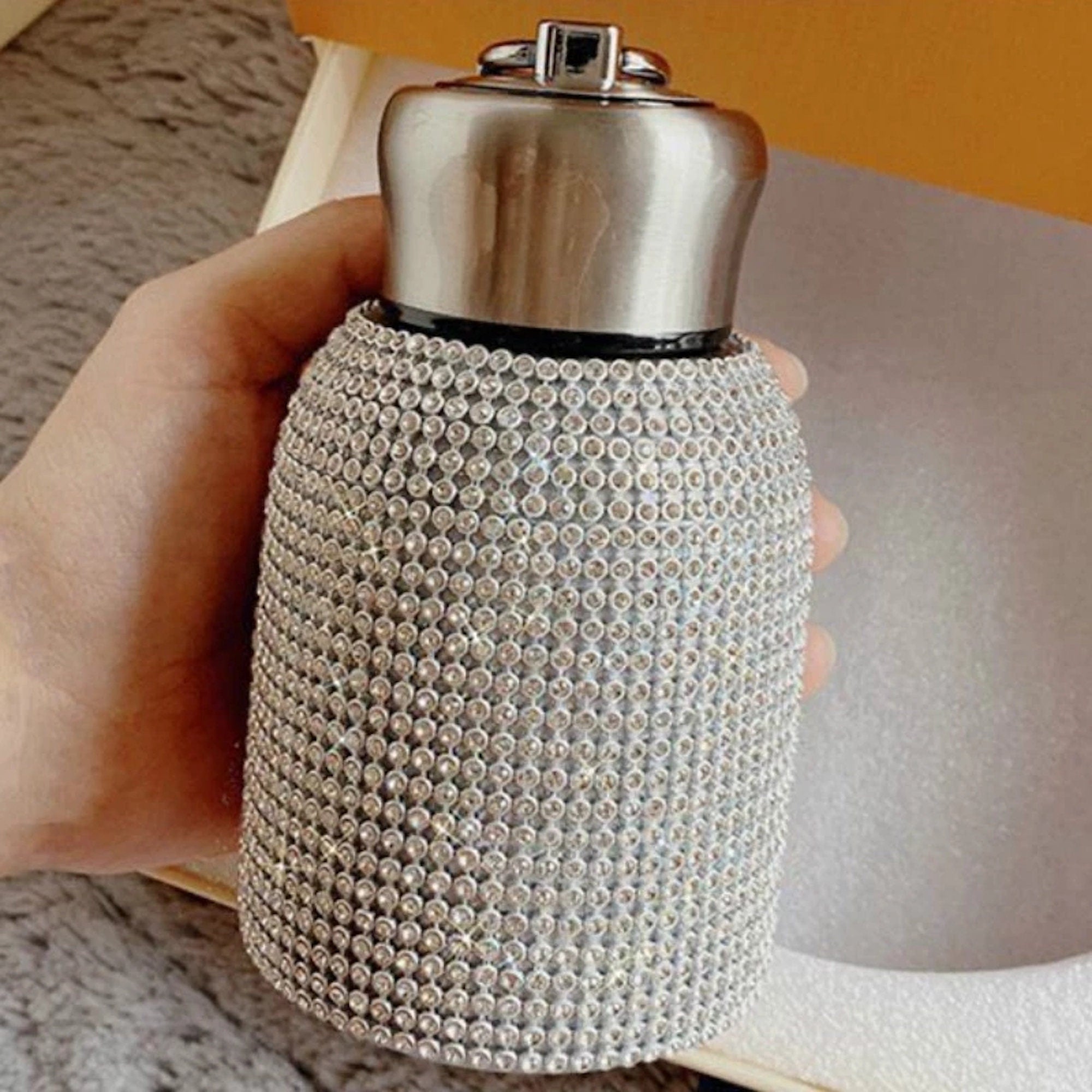 Thermos Unique Gift Rhinestone Studded 250ml High Fashion Water Bottle With Long Cross Body Carrying Chain Stainless Steel Hot and Cold Lid  34.99 Indigo Paisley