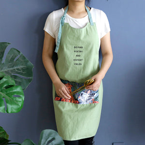 Kitchen Apron 100% Cotton Canvas Water Repellent Modern Design With Large Satin Art Printed Pocket and Contrast Ties Kitchen 19.99 Indigo Paisley