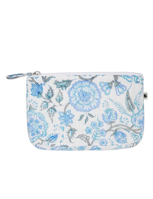 Small Wash or Cosmetic Bag Cotton Hand Printed Travel Pouches 18.00 Indigo Paisley