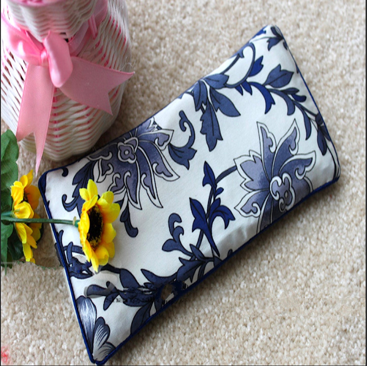 Eye Pillow With Lavender Flax Seed Filling For Soothing Eye 100% Silk Home 19.99 Indigo Paisley
