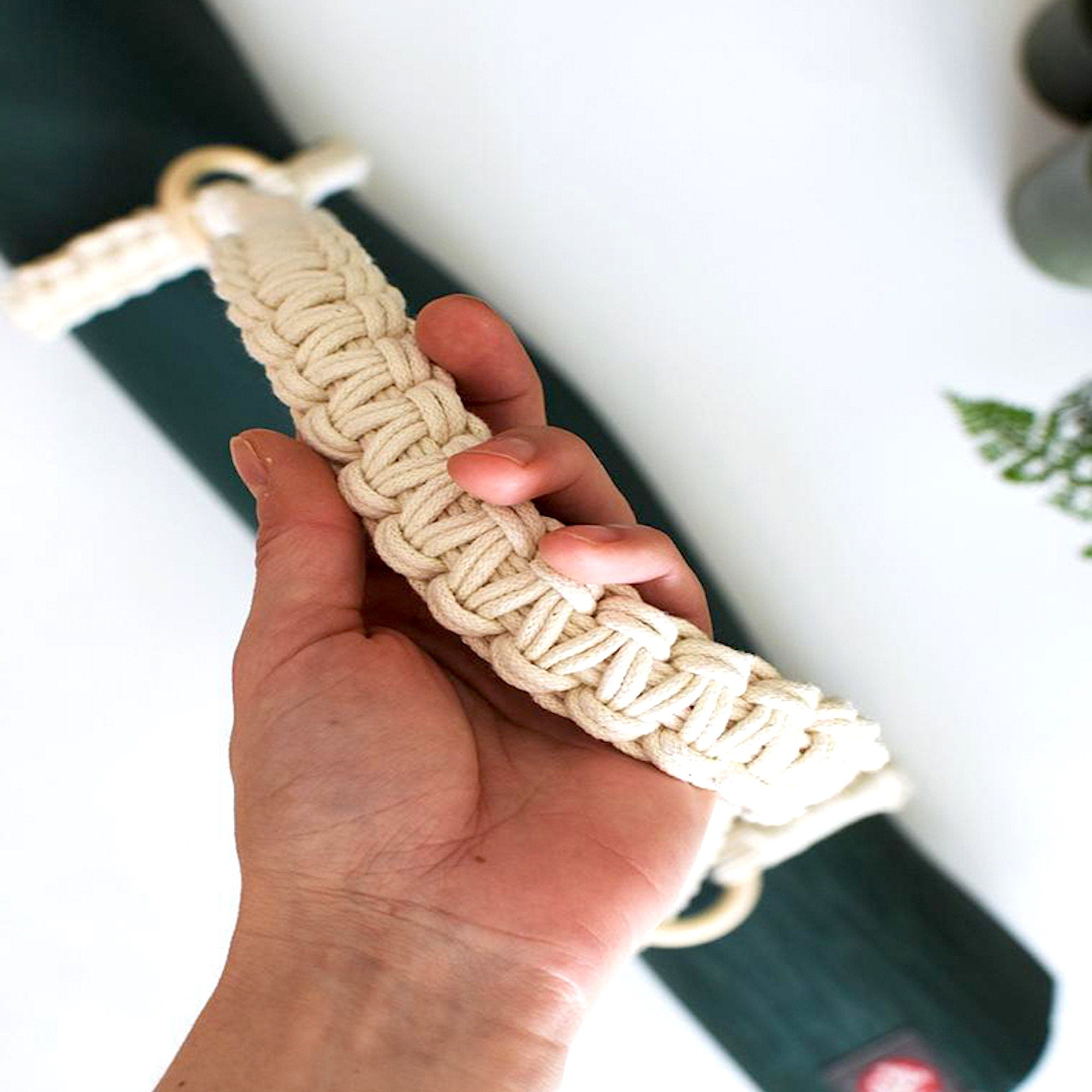 Yoga Mat Holder Handmade 100% Cotton Macrame Artisan Eco and Skin Friendly Long Shoulder Sling Strap With Adjustable Wood Rings for Gym Yoga  12.99 Indigo Paisley