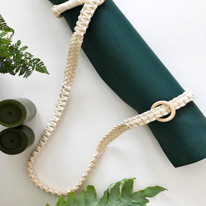Yoga Mat Holder Handmade 100% Cotton Macrame Artisan Eco and Skin Friendly Long Shoulder Sling Strap With Adjustable Wood Rings for Gym Yoga  12.99 Indigo Paisley